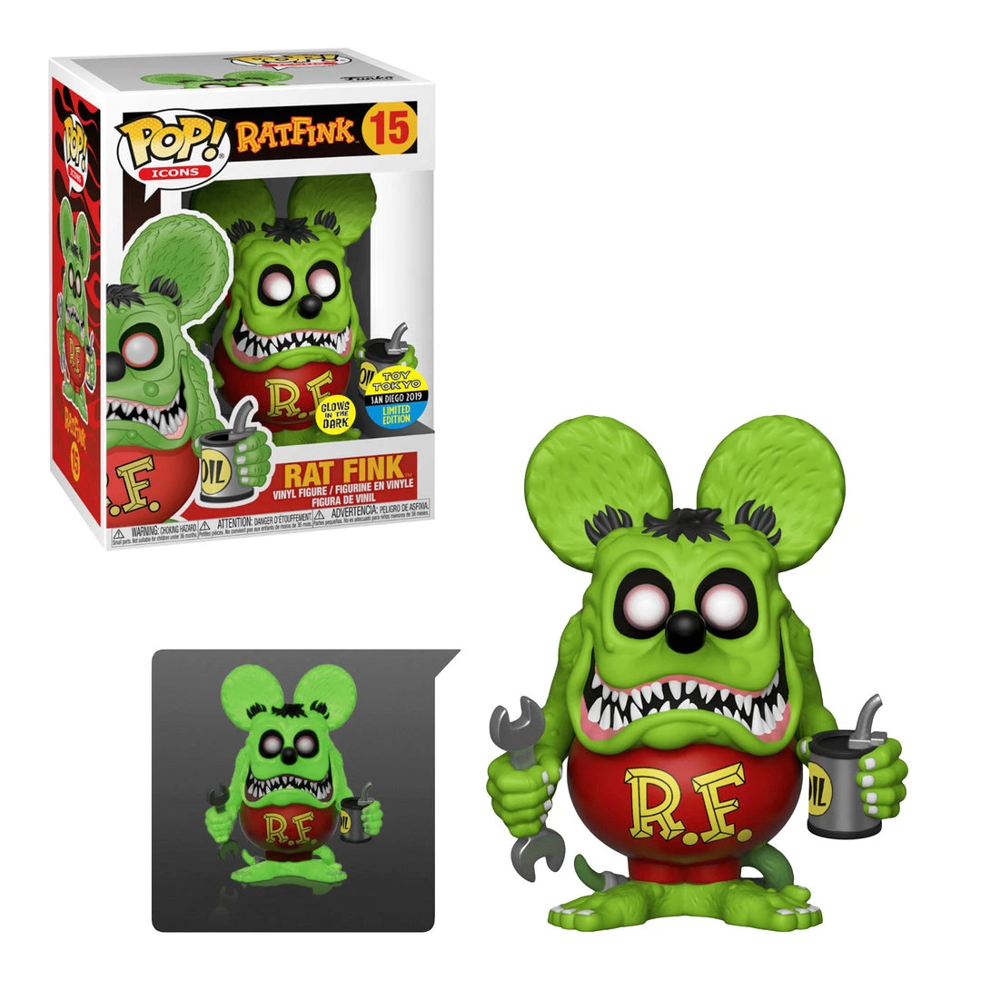 Funko Pop! Icons: Rat Fink #15 Glow In The Dark SDCC 2019 Toy Tokyo Exclusive 3 Funko Pop! Icons: Rat Fink #15 Glow In The Dark SDCC 2019 Toy Tokyo Exclusive