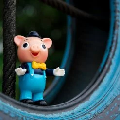 TOY TOKYO AWESOME TOY Pointless Island: 3 Little Pigs Carnival Edition Blue 3.74" Tall Sofubi Figure