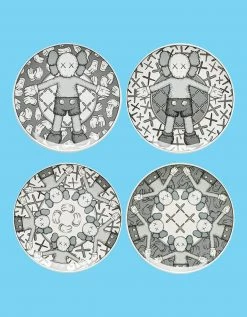 TOY TOKYO KAWS - Ceramic Plate Set Of 4 Grey