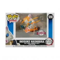 TOY TOKYO Funko Pop! Animation: Demon Slayer - Inosuke Hashibira #1090 (Orange Color) Signed By Bryce Papenbrook AUTOGRAPHED